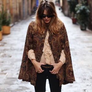 Free People Sahara paisley kaftan cape poncho